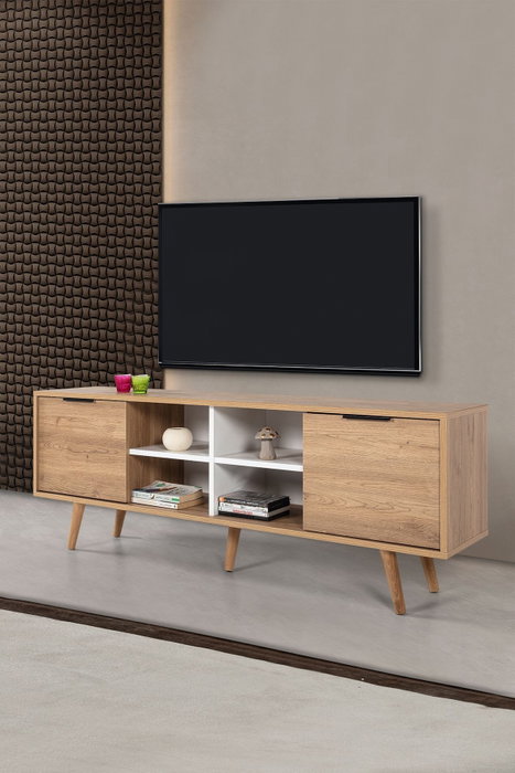 Hanah Home Sina 3621 Soporte para TV Roble Zafiro y Blanco